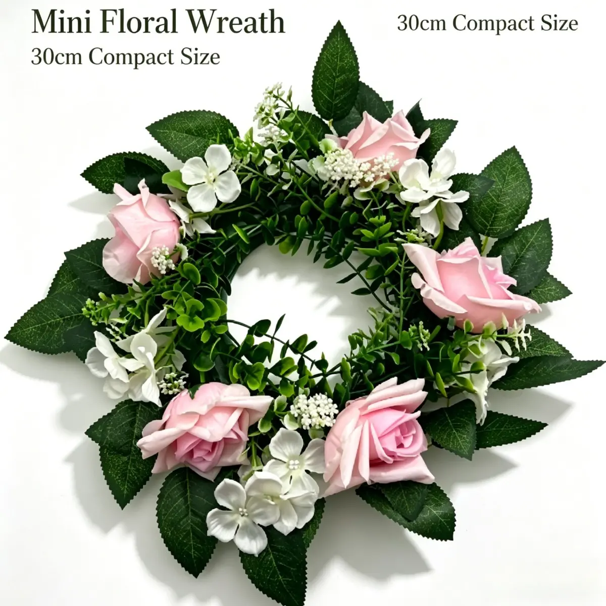 Spring Wreaths for Front Door Outside – 11.81" Artificial Mixed Flower Pink Rose & Hydrangea Floral Spring Wreath with Green Eucalyptus Leaves and Welcome Sign - Indoor Outdoor Farmhouse Home Porch Wall Decor, front door wreath