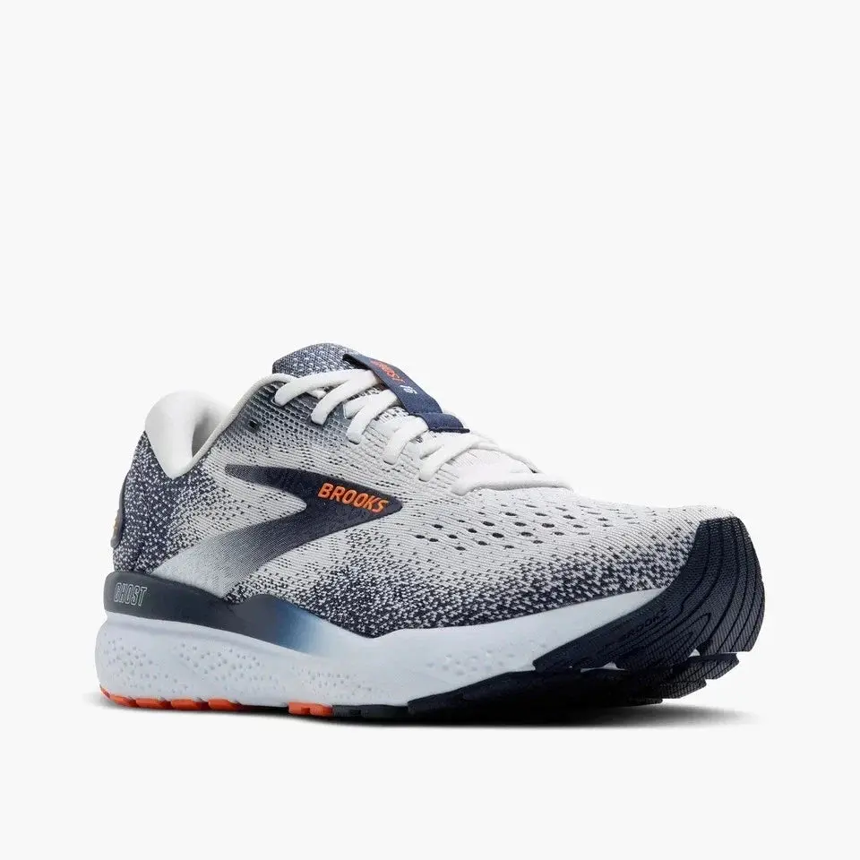 Brooks Ghost 16 Running Shoe in White/Peacoat | Men's Low-Top
