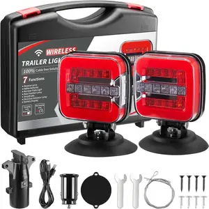 DIBMS Wireless Trailer Lights Magnetic - Adjustable Magnetic Tow Light with 2 Mounting Options Rechargeable Towing Tail Light Kit Reverse Light for Trucks, Boat, RV, Vehicle, Caravan
