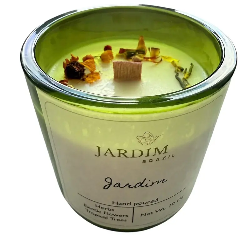 JARDIM BRAZIL Jardim herbal coconut and soy wax wooden crackling wick scented candle