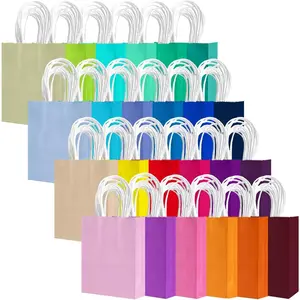 24PCS Mini Gift Bag with Handles Bulk 4.5"x2.5"x6" Gift Bags 24 Colors Multiple Uses