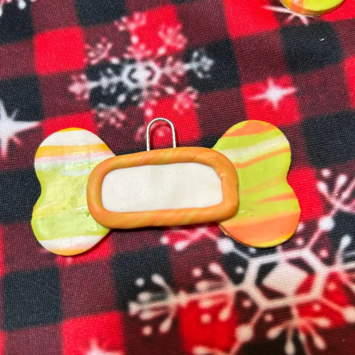 Handmade Polymer Clay Dog Bone Christmas Ornament - Small Batch Chirstams Chirstams Decoration Colorful Decoration
