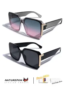 LUXURY Square Sunglasses | Acetate Ombré Pink & Matte Black | Gold T-Detail + UV400 dark sunglasses men sunglasses beach stuff