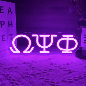 Purple omega element wall-mounted neon sign,luminous wall art, Led Neon Sign, Neon Lights, Decorative Atmosphere Light, Atmosphere Lighting, USB powered, suitable for bedrooms, clubs, man caves, parties,  atmosphere decoration neon sign, and gifts