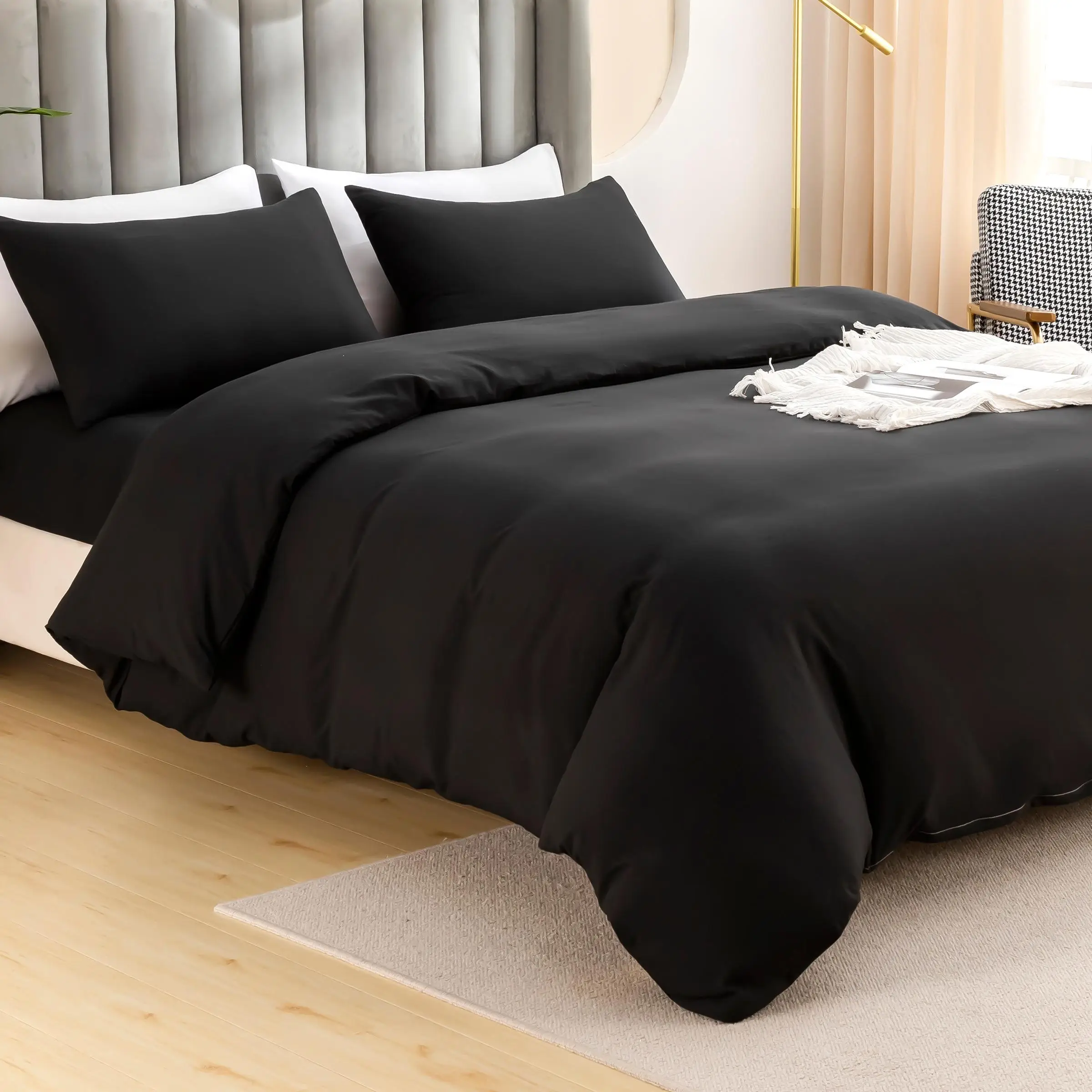 Solid Color Duvet Cover Set, 3 Counts/set Including 1 Count Duvet Cover & 2 Counts Pillowcase without Filler, Soft Bedding Set for Home Bedroom