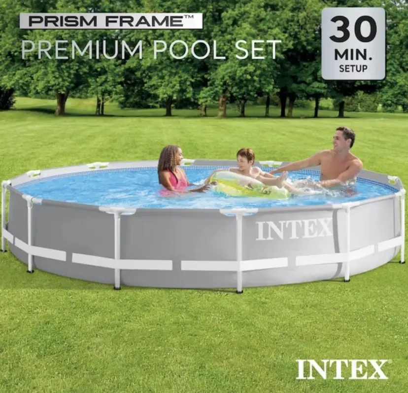 Intex 12ft x 30in Round Above Ground Pool Metal Frame Swimmina Pool New
