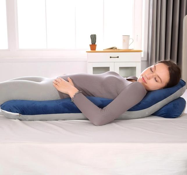 U Shaped Full Body Pillow, Soft Velvet Support Pillow for Sleeping, Relaxing & Daily Use, Washable Cover Comfort Home Pillow, Perfect Gift for Family & Friends