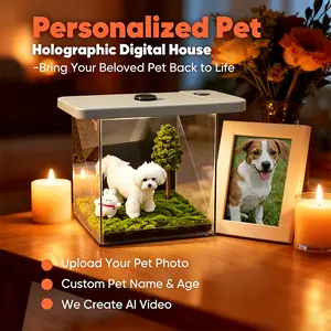 Viral AI Custom 3D  Hologram Memorial Box | Personalized Photo Keepsake, Rainbow Bridge  Loss Sympathy Gift for Dogs & Cats Muzzle Holographic Pet silicone feeder with Flexible Shaft
