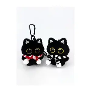 New Black Cat Doll Plush Keychain Cute Cat Bag Charm PP Cotton Material Fresh & Cute Style Couple Gift for Students