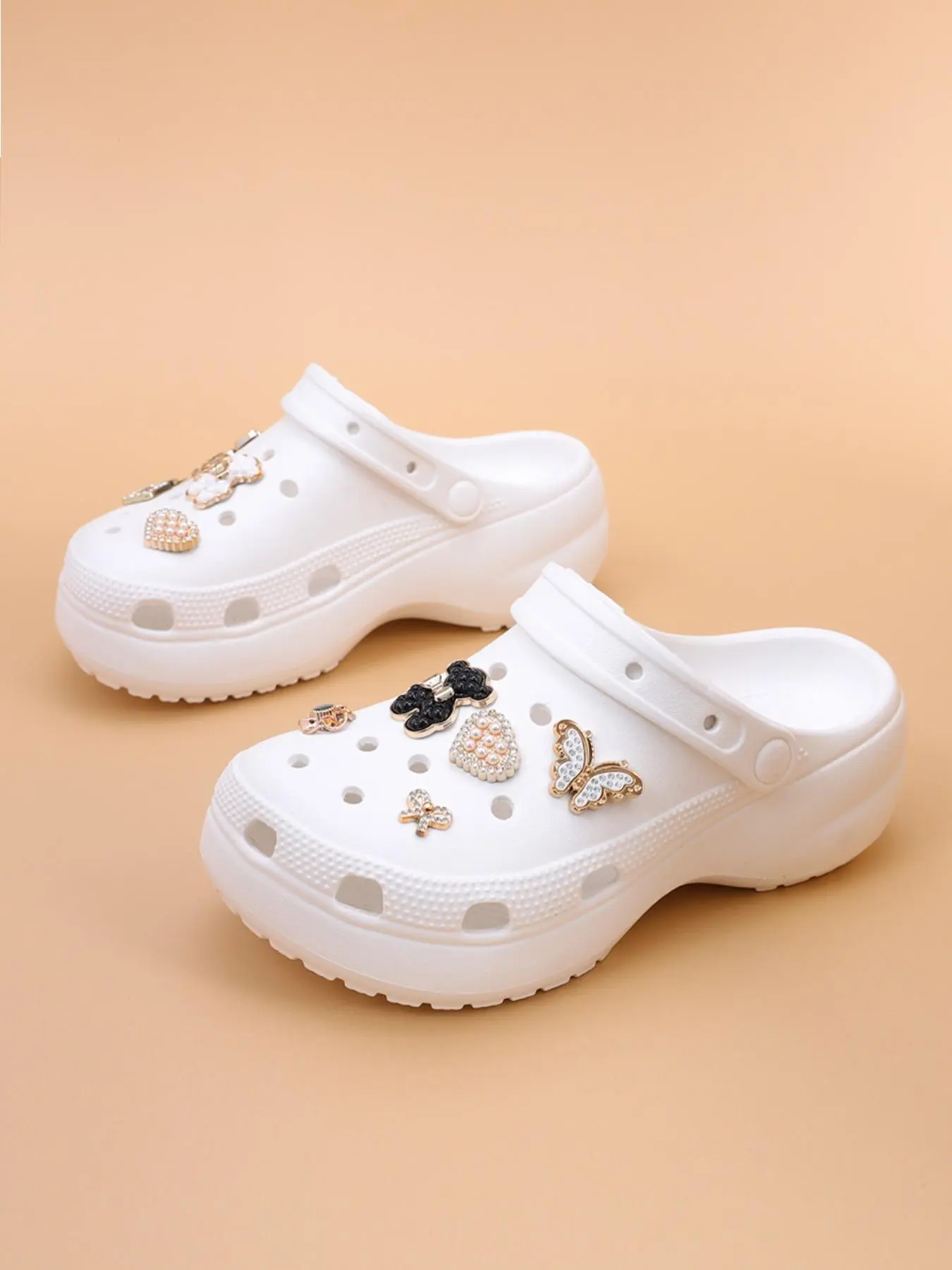 Women's Cute Rhinestone Decorated Slides, Casual Comfortable Platform Slippers for Beach, Eva Beach Slippers, Fashionable Shoes for Indoor & Outdoor Wear, Girl, Soft Sole Slippers, Thick Sole Slippers, Summer Slippers