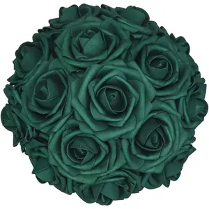 25 count Artificial ,Real Touch Artificial  Roses Decoration DIY for Wedding Bridesmaid Bridal Bouquet Centerpieces Party (25, Army Green)