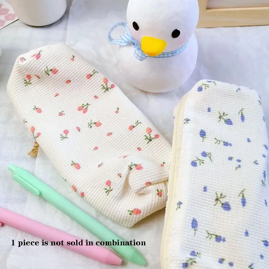 Flower Pattern Pencil Bag, 1 Count Cute Simple Floral Stationery Bag, Pencil Pouch, Stationery Supplies