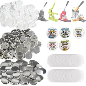 VEVOR 500 Sets 2.25 inch 58mm Pin Back Button Parts for Button Maker Machine, DIY Round Button Badge Parts, Set Includes Metal Top, Plastic/Metal Button, Clear Film, and Blank Paper For Gifts Presents
