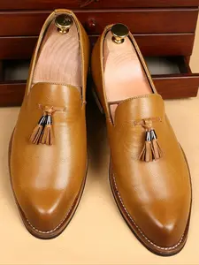 Men Flowing Su Loafers Shoes Low Heel Round Toe Comfortable  Simple Business Banquet Men Shoes Flat Business Style Loafers PU Leather Loafers