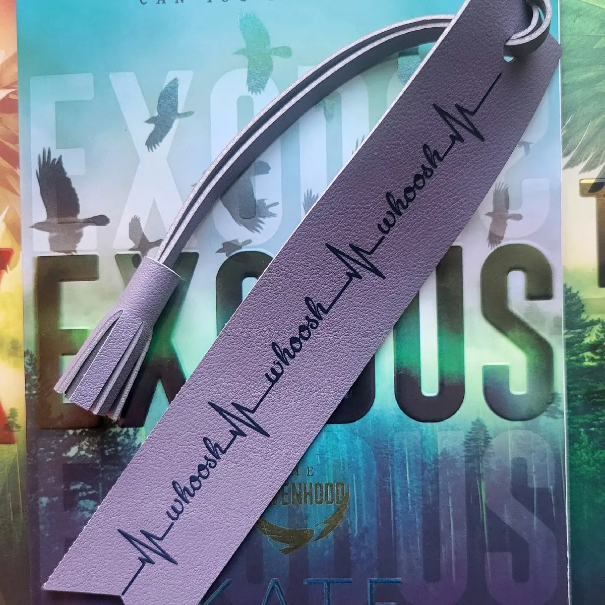 Ravenhood Dom Leather Bookmark - Licensed Kate Stewart Legacy Series Bookworm Gift Bookmark with "whoosh. whoosh. whoosh." Quote