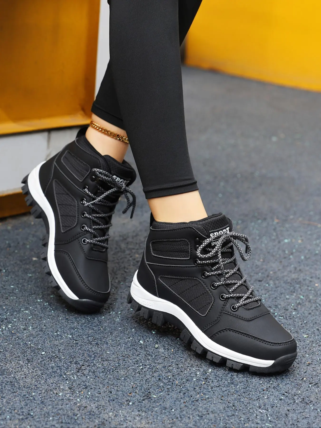 Women's Fashionable Lace Up Mid-calf Boots, Casual Breathable Comfortable Hiking Style Shoes, Outdoor Sports Shoes for Daily Wear, Trekking Camping Shoes