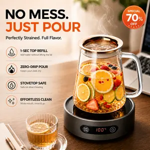 No-Spill Glass Teapot with Precision Strainer Lid, Stovetop Safe Borosilicate Brewer for Tea, Fruit Tea, Coffee & More Tea Infuser Pot Tea Pot With Infusers For Loose Tea