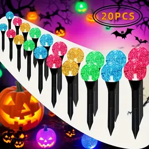 20pcs Solar Garden Crystal Decorative Lights Outdoor Yard Lawn Pathway Lights Solar Landscape Lights 8 Lighting Modes Suitable for Halloween/Christmas/Wedding/Party/Birthday Scenes Romantic Atmosphere Lights