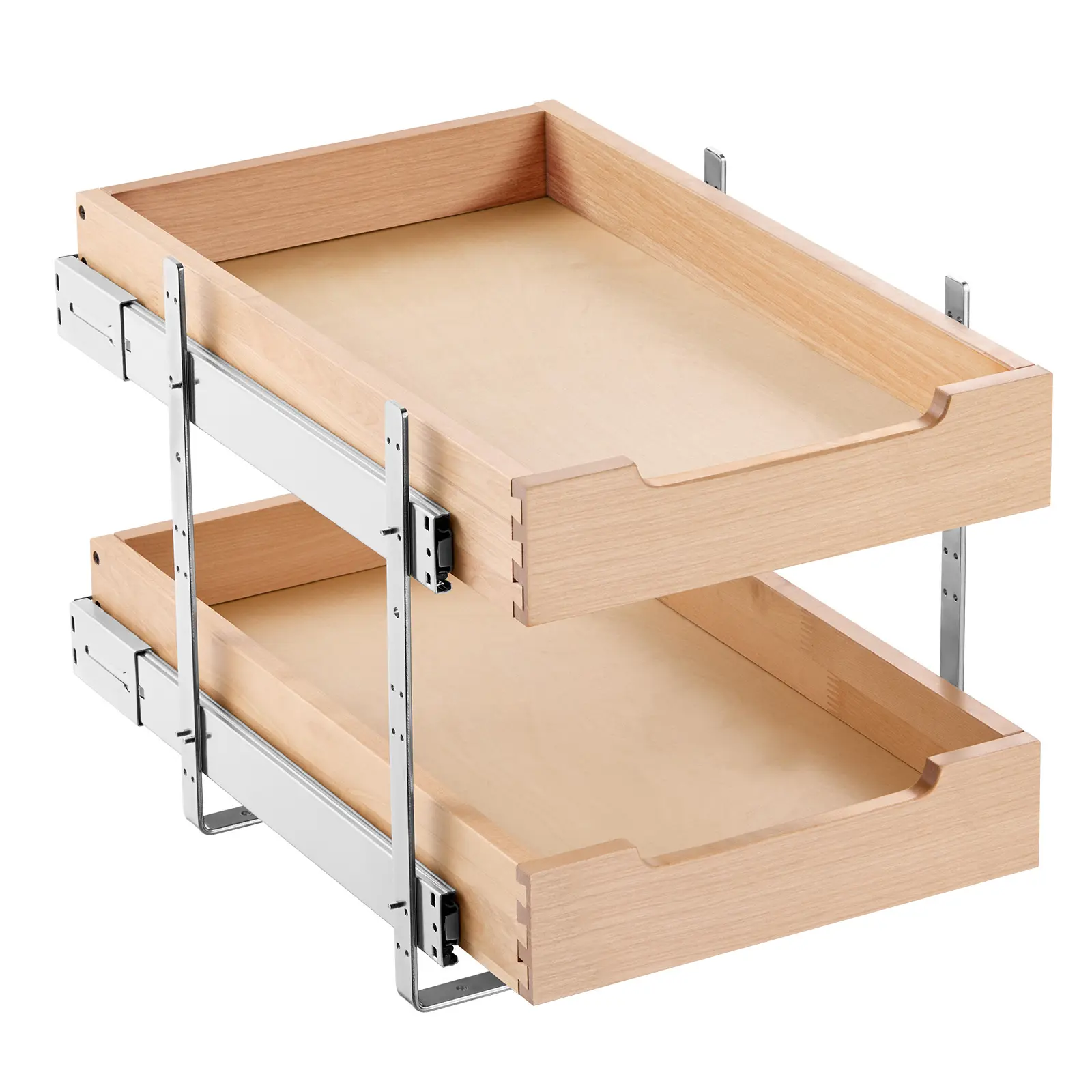 【Summerfinds】VEVOR 2 Tier Pull Out Cabinet Organizer,14"W x 21"D Cabinet DrawerSoft Close Slide out ShelfHeavy-Duty Sliding Wood DrawerAdjustable Base Cabinet Organization for Kitchen Pantry Bathroom