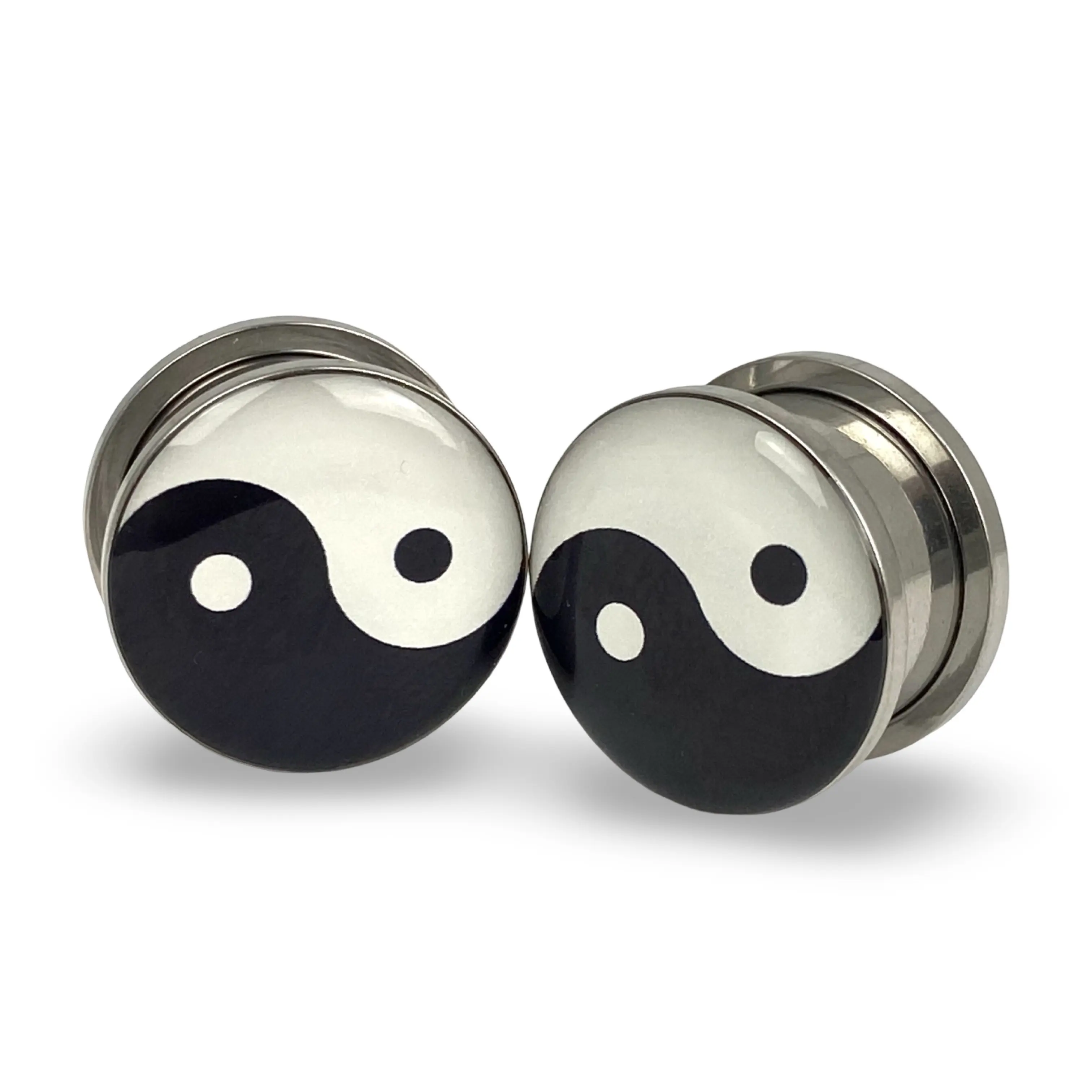 Yin Yang Picture Plugs gauges pair body jewelry