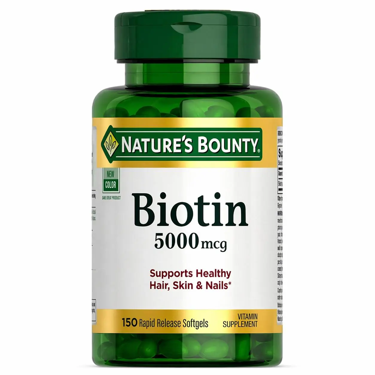 Nature's Bounty Biotin, Supports Metabolism for Cellular Energy and Healthy Hair, Skin, and Nails, 5000 mcg, 150 Softgels