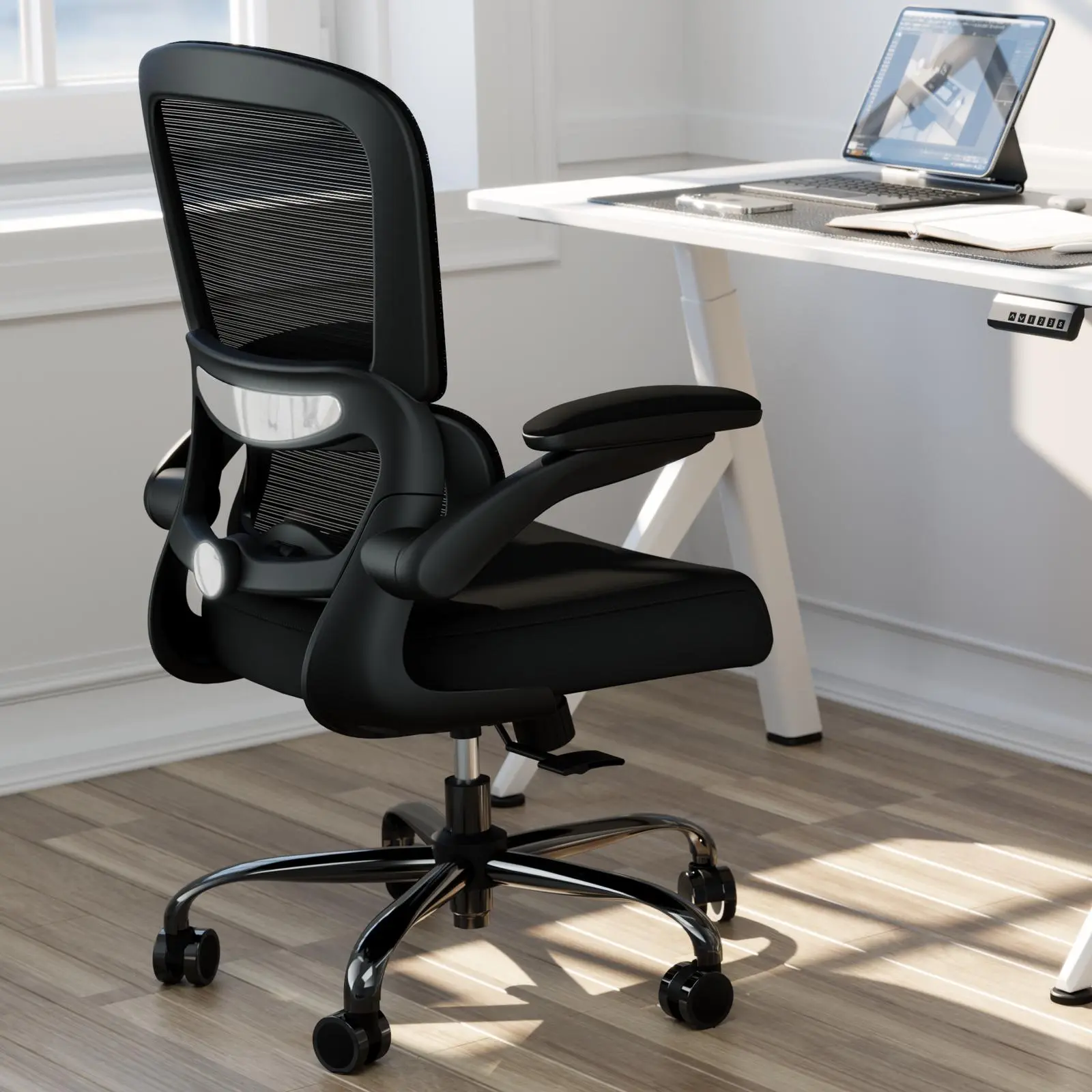 TRALT Office Chair - Ergonomic Desk Chair with Adjustable Lumbar Support, Mesh Computer Chair, Executive Chairs for Home Office Comfortable Lumbar Support (Black)