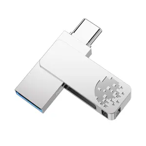 FANXIANG F372S 32GB/64GB/128GB/256 USB Flash Drive, Dual USB Type-C & USB-A, USB 3.2 Gen 1 Up to 150MB/s, Water-Resistant Zinc Alloy Metal Thumb Drive, Memory Stick for iPhone 15/16/17 Series, Android, PC, Mac