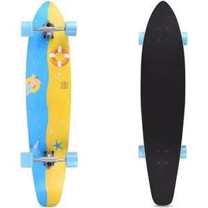 42-inch longboard skateboard with drop-through maple deck, complete cruiser for freestyle carving, camber concave design, smooth ride