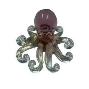 "Glass-Appearance", Purplish Indigo, Light Blue & Brown, Resin Octopus