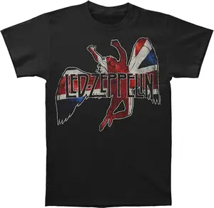 Led Zeppelin Men's Icarus Flag Slim-Fit T-Shirt Cotton Menswear Soft Top Chinese