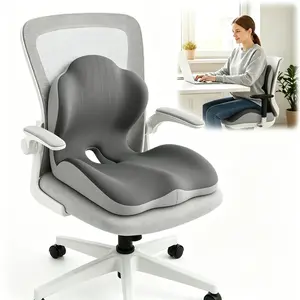 Ergonomic Memory Foam Seat Cushion with Extended Back Support, Long-Lasting Comfort for Office Chairs, Car Seats, Home Use