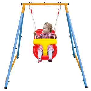 Toddler Metal Swing Set with Safety Belt – Indoor & Outdoor Playground for Kids Ages 9 Months to 3 Years, Great for Backyard or Home Play