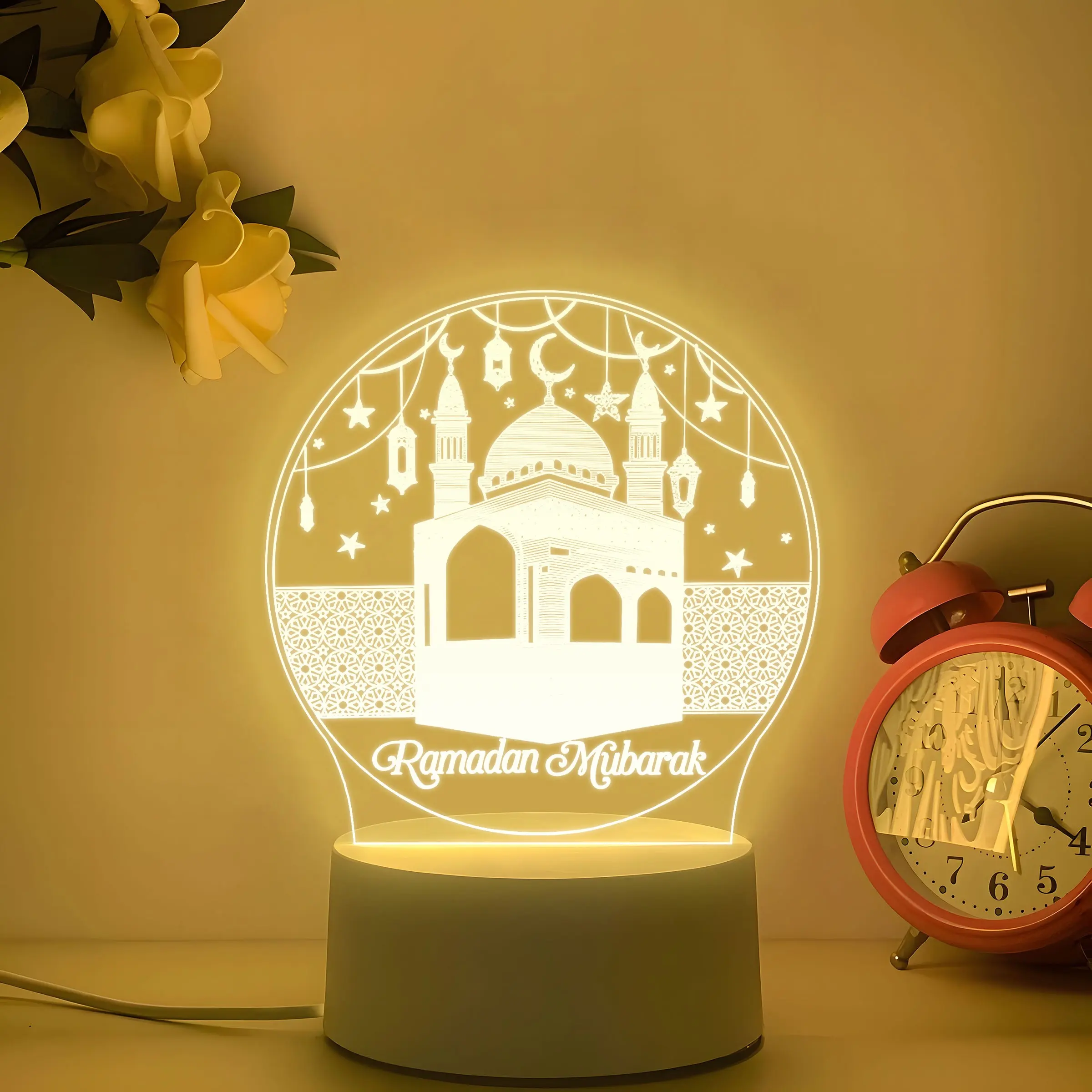 Ramadan Mubarak Night Light, Mosque Theme Decorative Lamp, USB Plug-In, Switch Control, Warm Lighting, Perfect Gift for Festive Occasions