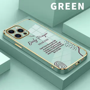 Electroplated TPU Phone Case for iPhone 17 15 Pro Max 16 14 Plus 13 12 11 Daily Prayer Pattern Classic Straight Design Scratch Resistant Softcase,Trendy and cool, perfect for Holiday gifts.