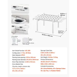 VEVOR Hydroponics Growing System Kit, 1-Tier 36 Sites UPVC Pipe Hydroponic Grow Kit with Timed Irrigation, Sun Light Blocking Pipes, Indoor Home Garden Vegetable Planting Grow Kits for Fruit Herb