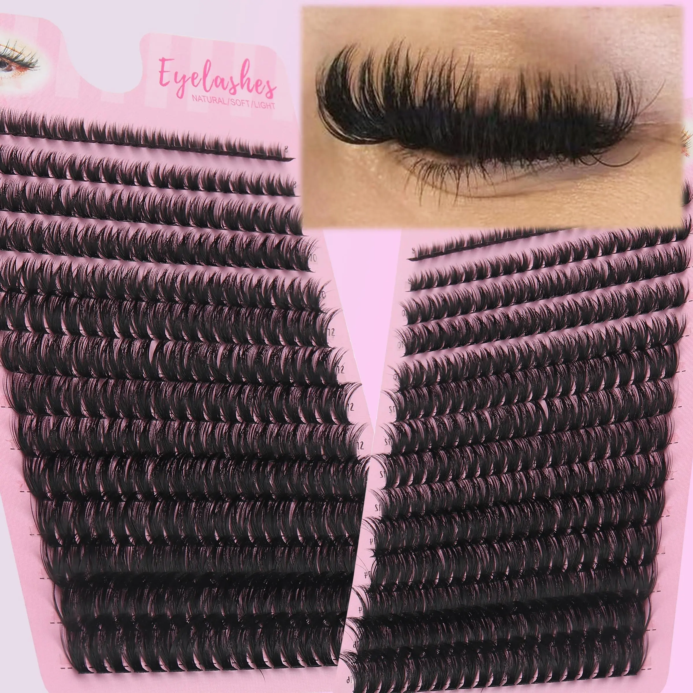 280 clusters of 60D DIY - DCurl 8-16mm soft stem segmented false eyelashes, Voluminous false eyelashes, 3D Russian volume eyelash makeup cluster False Eyelashes Extensions