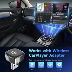 Wired to Wireless CarPlay & Android Auto Adapter, Mini USB-C Plug & Play Car Screen Mirroring Dongle, Car Video Players, No App Required Low Latency Auto Reconnect for iPhone & Android, Fit 98% Factory Wired CarPlay Cars