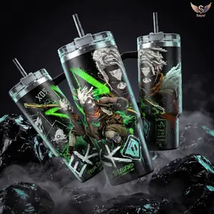 Ekko Arcane League of L 40 oz Vacuum Insulated Tumbler with Handle Straw Green Time Graphic Keeps Drinks Hot/Cold 12H+ 18/8 Stainless Steel Travel Mug Gaming Fans Arcane Lovers Video Game Merch Gift
