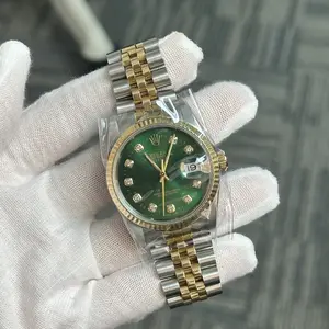 Rolex Datejust 36mm Two-Tone 16233 Custom Green Diamond Dial Automatic Watch