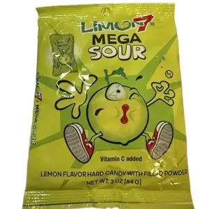 Limon 7 Mega Pegs Sour Flavor Hard Candy - Filled with Lemon Powder, Sour Gummies, Bulk Candy Snacking Treat