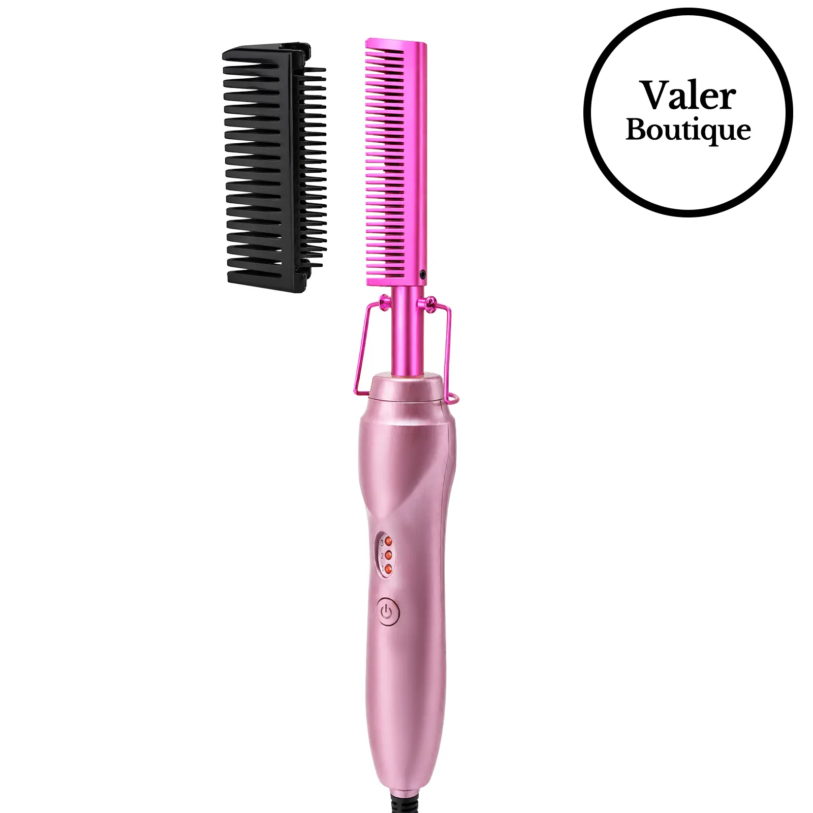 Goiple Heating Hair Straightener Comb - Hot Pressing Brush for Natural Black Hair, Beard Wigs, and Curling (Pink)