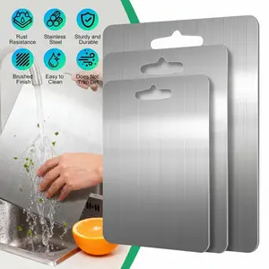 3Pcs Stainless Steel Cutting Board for Kitchen, Non Toxic Metal Chopping Board Set, Dishwasher Safe & Knife-Friendly Chopping Board for Meat Vegetable Fruit (S+M+L), mothersdaygift#Summervibes
