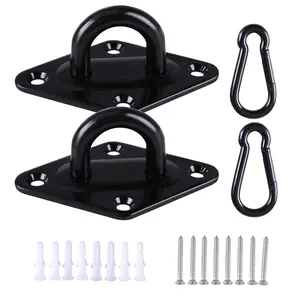 Pad Plate Eye Hooks,M10 Stainless Steel Hammock Hanging Hooks Heavy Duty Ceiling Hooks with Snap Hooks and Screws for Ceiling Mount, Swing Hanging