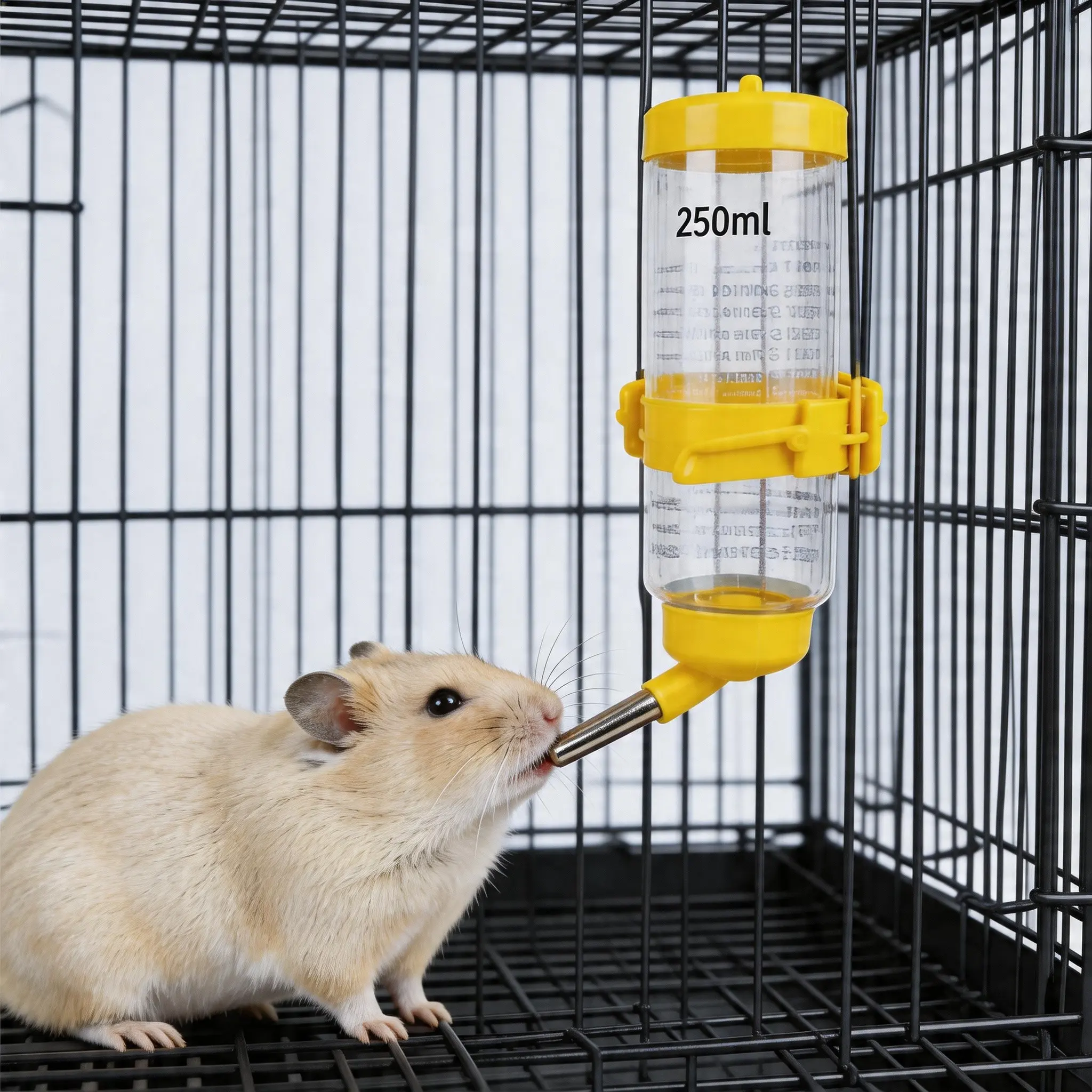 Automatic Small Pet Waterer Dispenser, Gravity-Driven, Hamster Water Bottle, Stainless Steel Spout, Leak-Proof, Reusable, for Guinea Pigs, Rabbits, Cats