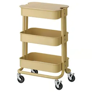 Trolley with lid, beige-yellow, 11x15x24 "