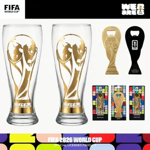 Father's Day Exclusive | 2026 FIFA World Cup Glass Set Made of premium glass with trophy-style gold trim. Suitable for gifting to boyfriends, daily home use and parties. Reusable cups with a variety of combinations to choose from,summerwins