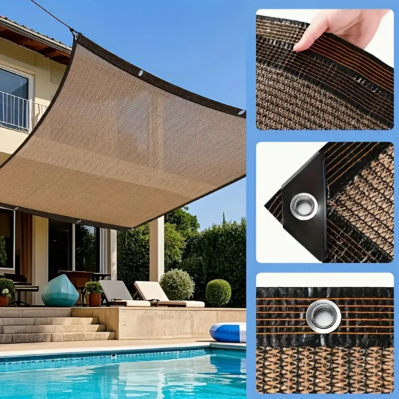 Brown Sunshade Net Sunscreen Net, Thickened Anti-aging Outdoor Awning, Sun Shade Cloth for Garden, Patio, Balcony & Camping, High Shade Rate, Sunshade Canopy, Beach Shade Canopy