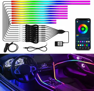 10 Strip Acrylic RGBIC LED Interior Lighting for Cars Trucks & SUVs Addressable LEDs Music Sync Mode Plug & Play Cut-to-Length Design Universal Fit