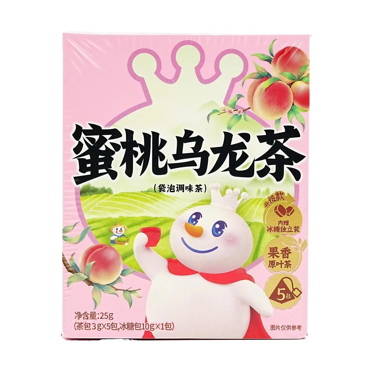 MIXUE Peach Oolong Tea Bags - 5 Pack (25g) | Cold & Hot Brew, Sweetness Control with Individual Rock Sugar Packets