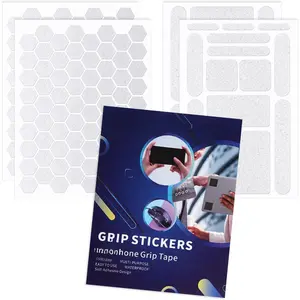 4Pack Phone Grip Tape, Finger Grip Stickers Decal  Pre-Cut Non Slip Kit Adhesive Traction for Cell Phone Cases, Handles, Tools (4Pack Clear)